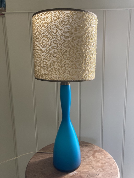 Danish Aqua Karstrup Glass Table Lamp With Shade