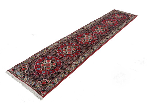 Original hand-knotted Persian rug Senneh Kurdistan 336 X 72 Cm Top condition