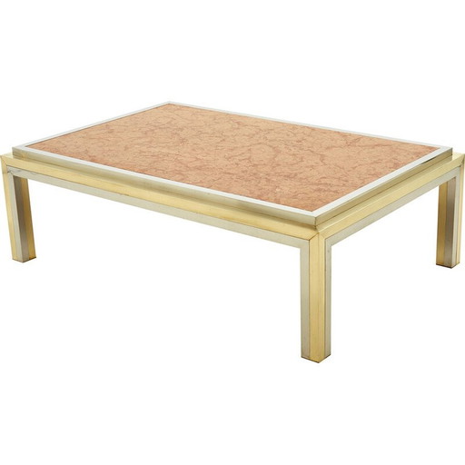 Vintage chrome and brass coffee table by Romeo Rega for Metalarte, 1970