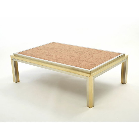 Image 1 of Vintage chrome and brass coffee table by Romeo Rega for Metalarte, 1970