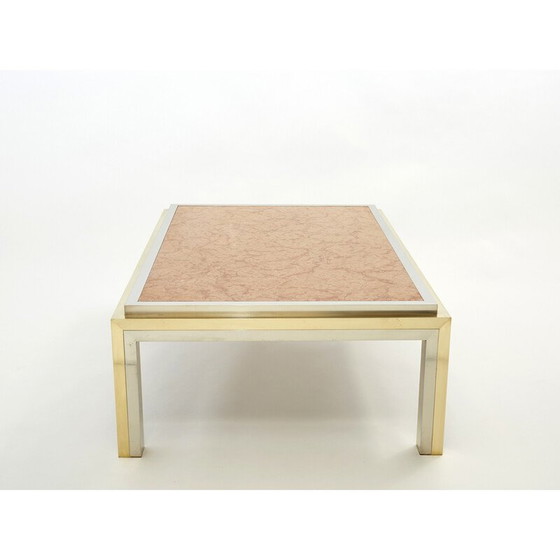 Image 1 of Vintage chrome and brass coffee table by Romeo Rega for Metalarte, 1970