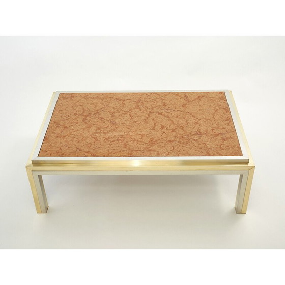 Image 1 of Vintage chrome and brass coffee table by Romeo Rega for Metalarte, 1970