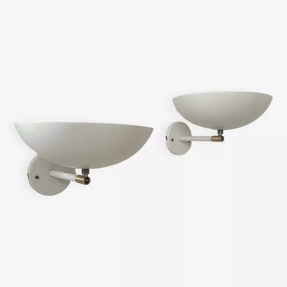 Image 1 of 2X D'Appliques Orientables En Laiton Et Métal Blanc, France 1970
