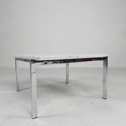 COFFEE TABLE WITH CARRARA MARBLE TOP 60 X 60 CM, 1970S