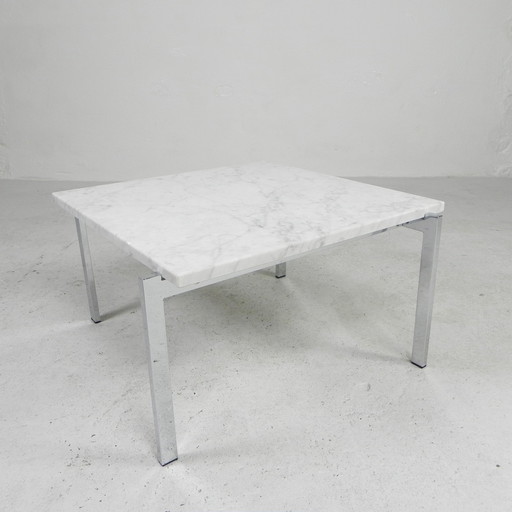 COFFEE TABLE WITH CARRARA MARBLE TOP 60 X 60 CM, 1970S