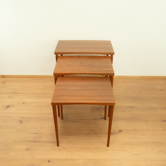 Image 1 of Set of 3 tables, walnut with beech, 1960s