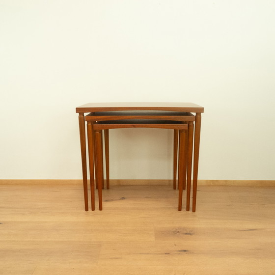 Image 1 of Set of 3 tables, walnut with beech, 1960s