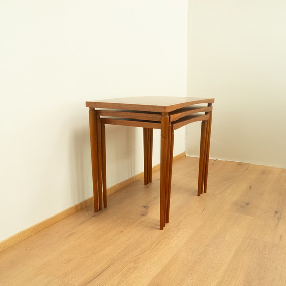 Image 1 of Set of 3 tables, walnut with beech, 1960s