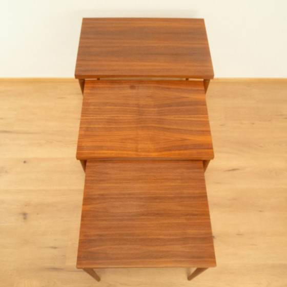 Image 1 of Set of 3 tables, walnut with beech, 1960s