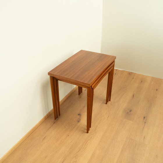 Image 1 of Set of 3 tables, walnut with beech, 1960s