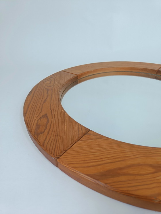 Image 1 of Miroir rond en bois Mid Century