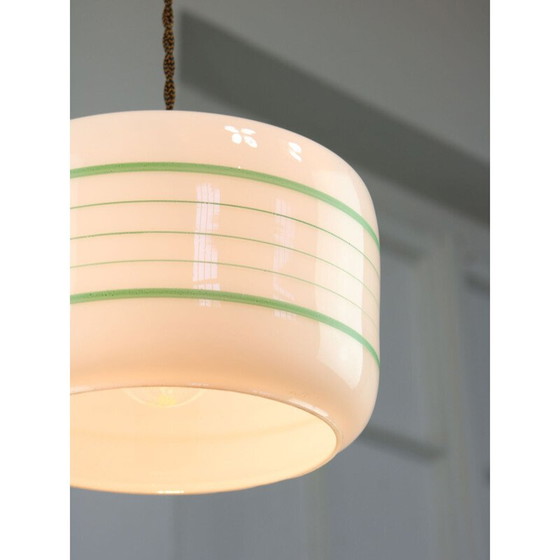 Image 1 of Vintage glass and brass pendant lamp, Italy 1960