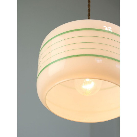 Image 1 of Vintage glass and brass pendant lamp, Italy 1960