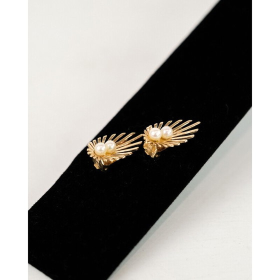 Image 1 of Pair of vintage 14 karat ear clips stamped by Bernhard Hertz