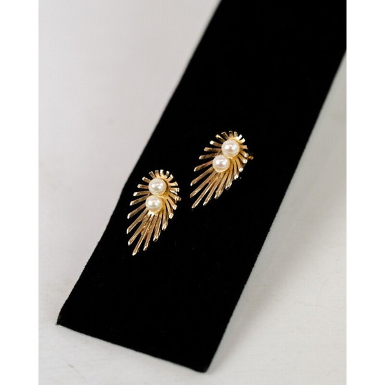 Image 1 of Pair of vintage 14 karat ear clips stamped by Bernhard Hertz