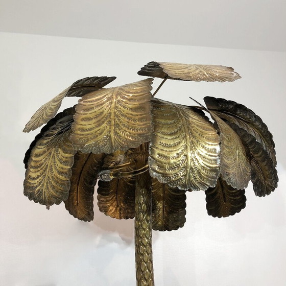 Image 1 of Mid century brutalist brass palm tree floor lamp Hollywood Regency, Spain 1970s
