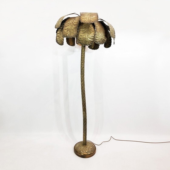 Image 1 of Mid century brutalist brass palm tree floor lamp Hollywood Regency, Spain 1970s