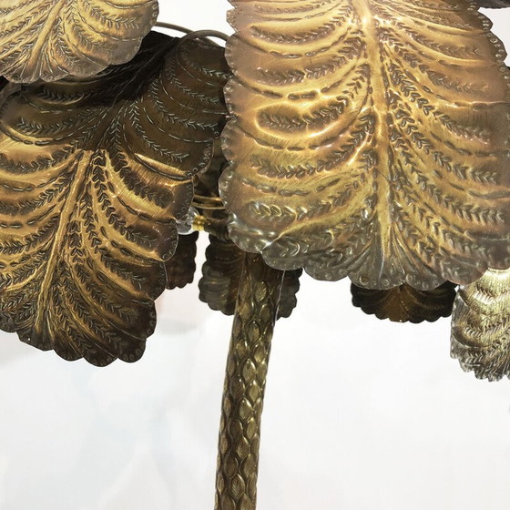 Image 1 of Mid century brutalist brass palm tree floor lamp Hollywood Regency, Spain 1970s