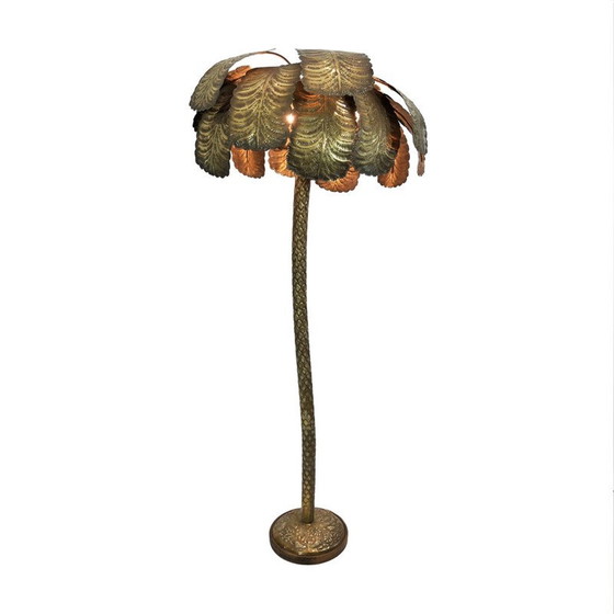 Image 1 of Mid century brutalist brass palm tree floor lamp Hollywood Regency, Spain 1970s
