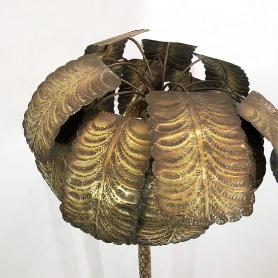 Image 1 of Mid century brutalist brass palm tree floor lamp Hollywood Regency, Spain 1970s