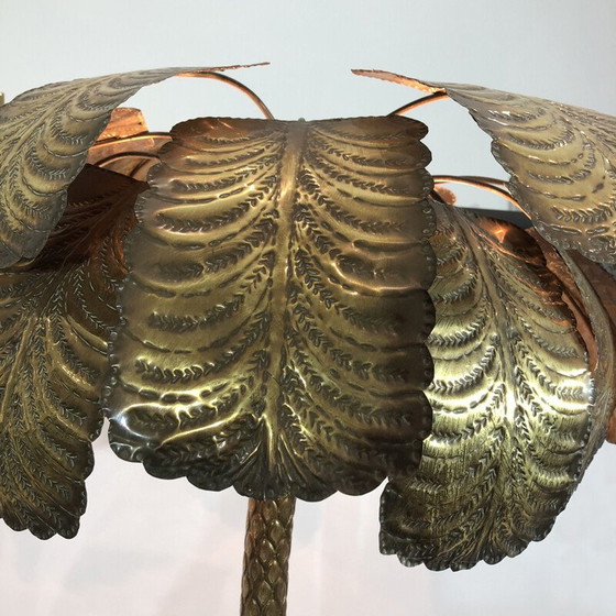 Image 1 of Mid century brutalist brass palm tree floor lamp Hollywood Regency, Spain 1970s