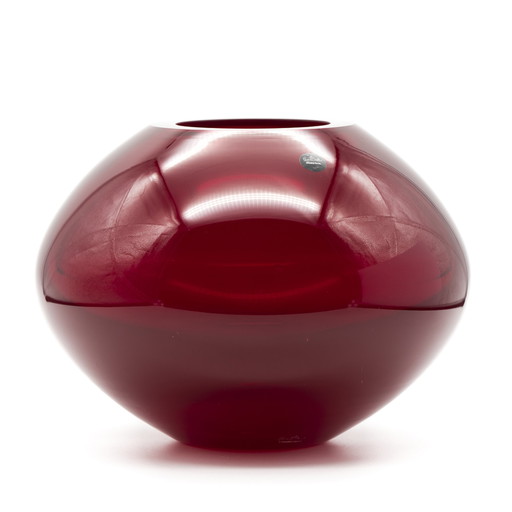 Rosenthal Studio-Line Glass Vase Pure Ambitin Wine-Red Elliptical Ball-Shaped