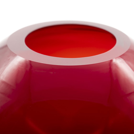 Image 1 of Rosenthal Studio-Line Glass Vase Pure Ambitin Wine-Red Elliptical Ball-Shaped