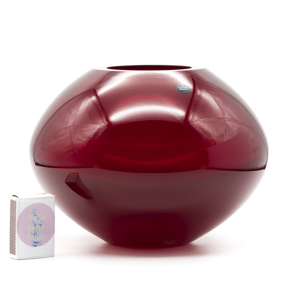 Image 1 of Rosenthal Studio-Line Glass Vase Pure Ambitin Wine-Red Elliptical Ball-Shaped