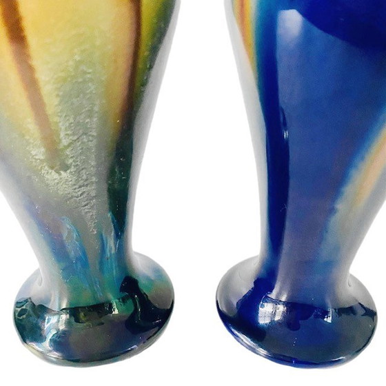 Image 1 of Art deco Thulin dripping glaze vases ceramics