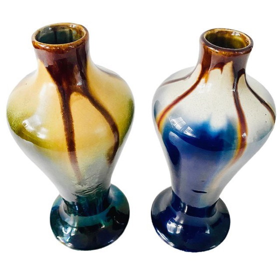 Image 1 of Art deco Thulin dripping glaze vases ceramics