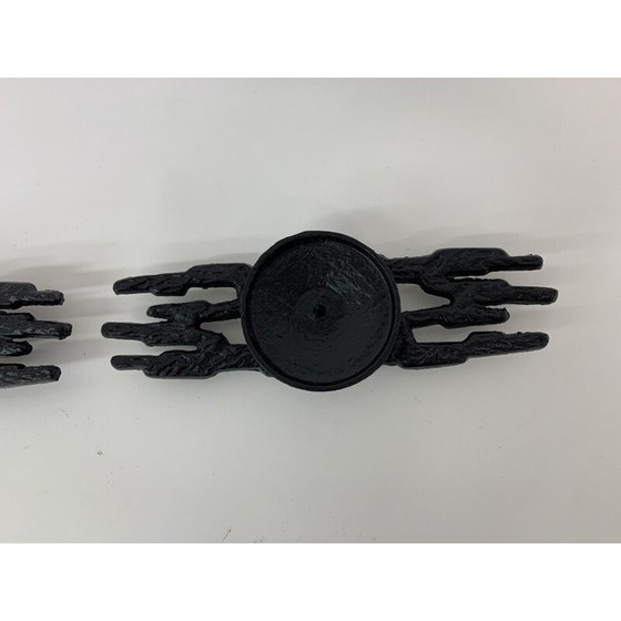Image 1 of Pair of vintage Brutalist cast iron candle holders, 1970