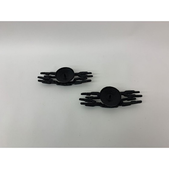 Image 1 of Pair of vintage Brutalist cast iron candle holders, 1970