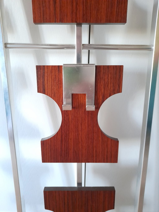 Graphic Teak Wall Coat Rack