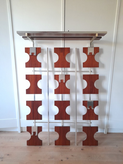 Graphic Teak Wall Coat Rack