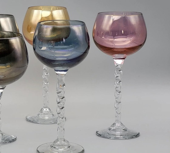 Image 1 of Murano Crystal Wine Glasses 50's