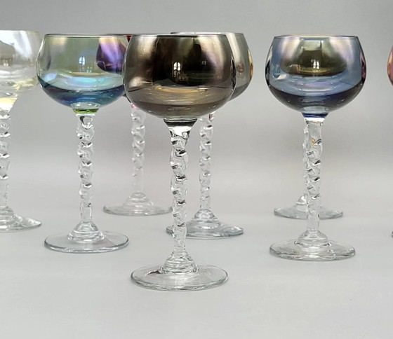 Image 1 of Murano Crystal Wine Glasses 50's