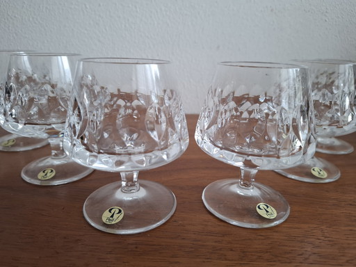 6x Peill & Putzler crystal cognac glasses