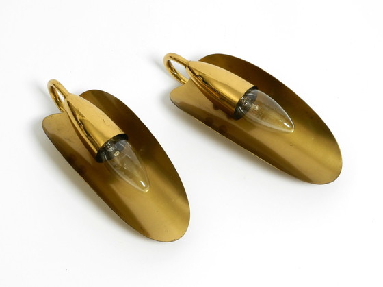 Image 1 of Two Magical Original Mid Century Modern Bag Brass Wall Lamps