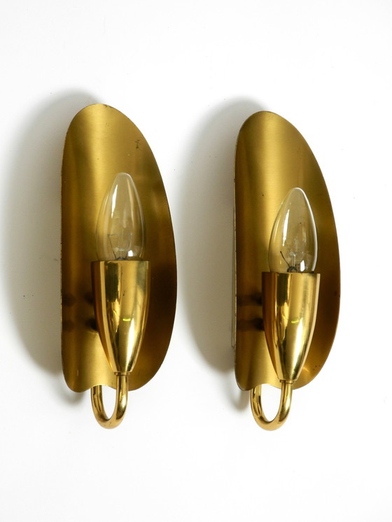 Image 1 of Two Magical Original Mid Century Modern Bag Brass Wall Lamps