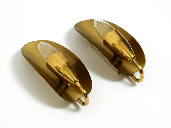 Image 1 of Two Magical Original Mid Century Modern Bag Brass Wall Lamps