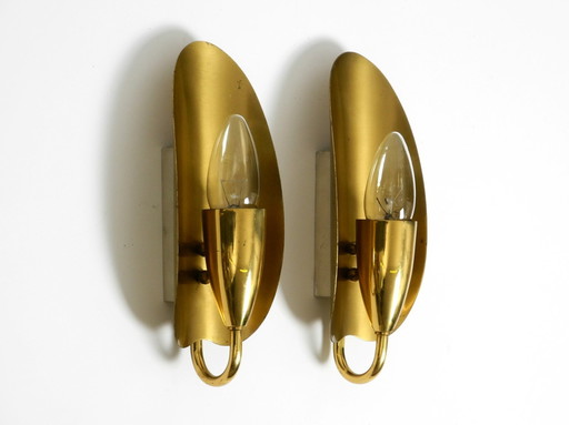 Two Magical Original Mid Century Modern Bag Brass Wall Lamps