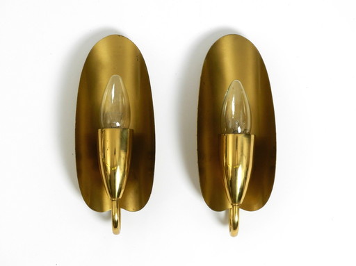 Two Magical Original Mid Century Modern Bag Brass Wall Lamps