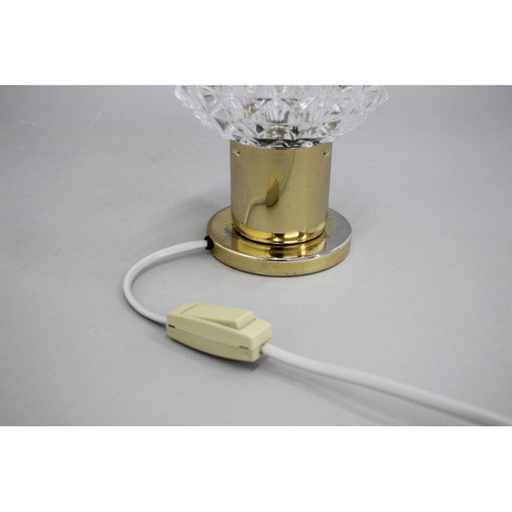 Image 1 of Vintage brass and glass table lamp by Kamenicky Senov, Czechoslovakia 1970