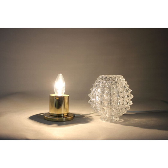 Image 1 of Vintage brass and glass table lamp by Kamenicky Senov, Czechoslovakia 1970