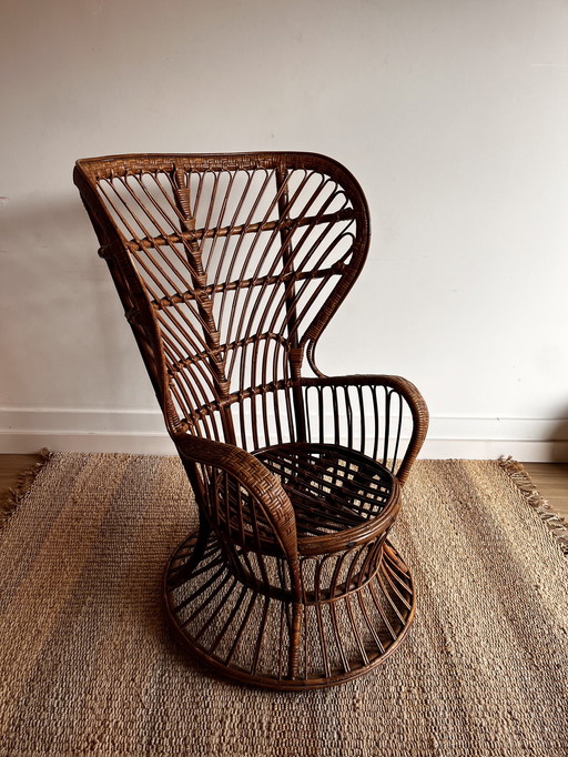 Italian Design Rattan Peacock Chair Armchair Gio Ponti