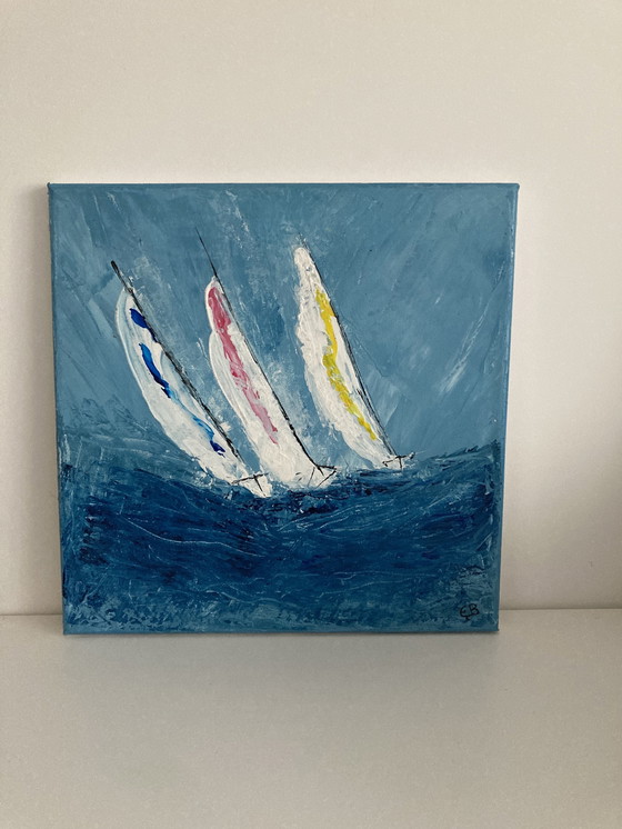 Image 1 of Sailboats In The Storm