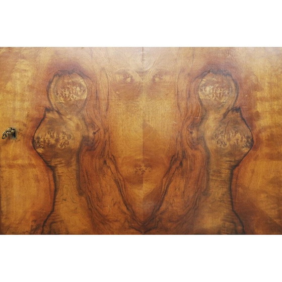 Image 1 of Vintage burr walnut sideboard with glass cabinet, Sweden 1940