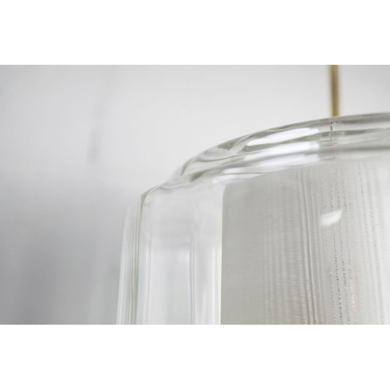 Image 1 of Vintage chandelier in opaline glass and brass, 1930