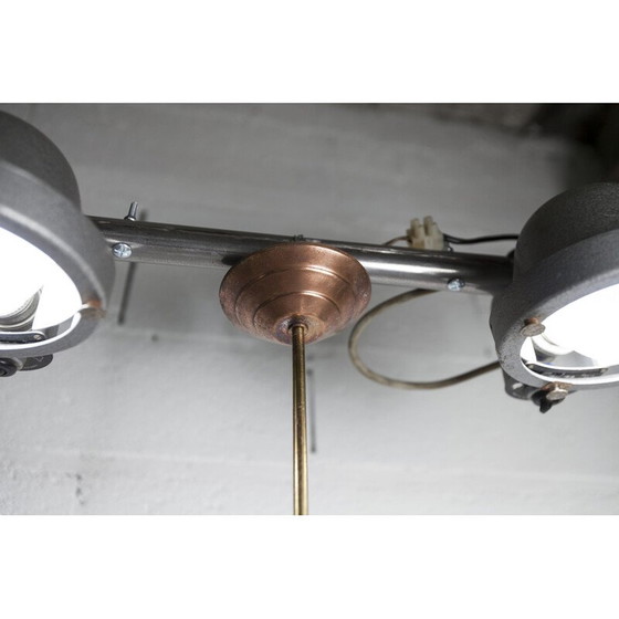 Image 1 of Vintage chandelier in opaline glass and brass, 1930