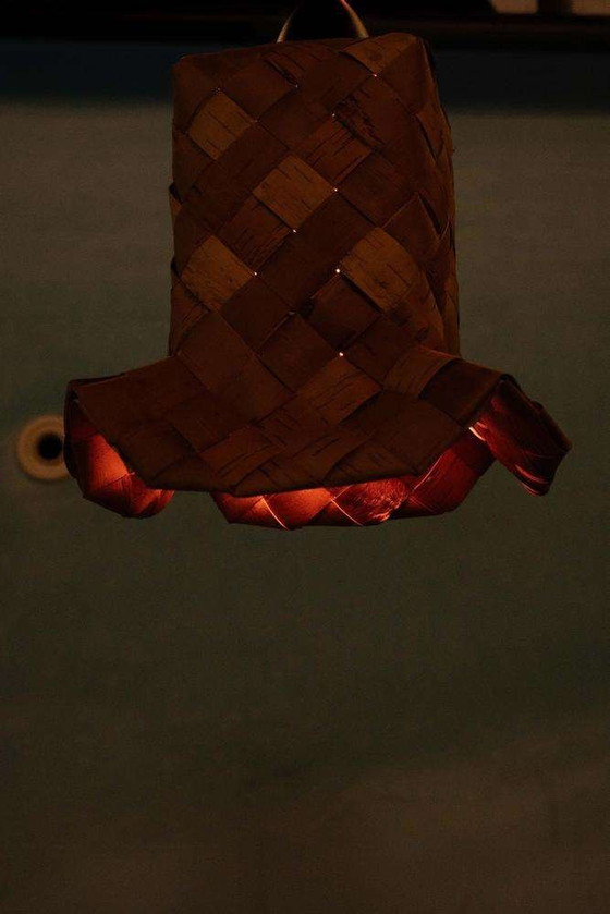 Image 1 of Lampada a sospensione intrecciata scandinava Japandi, lampada a sospensione vintage